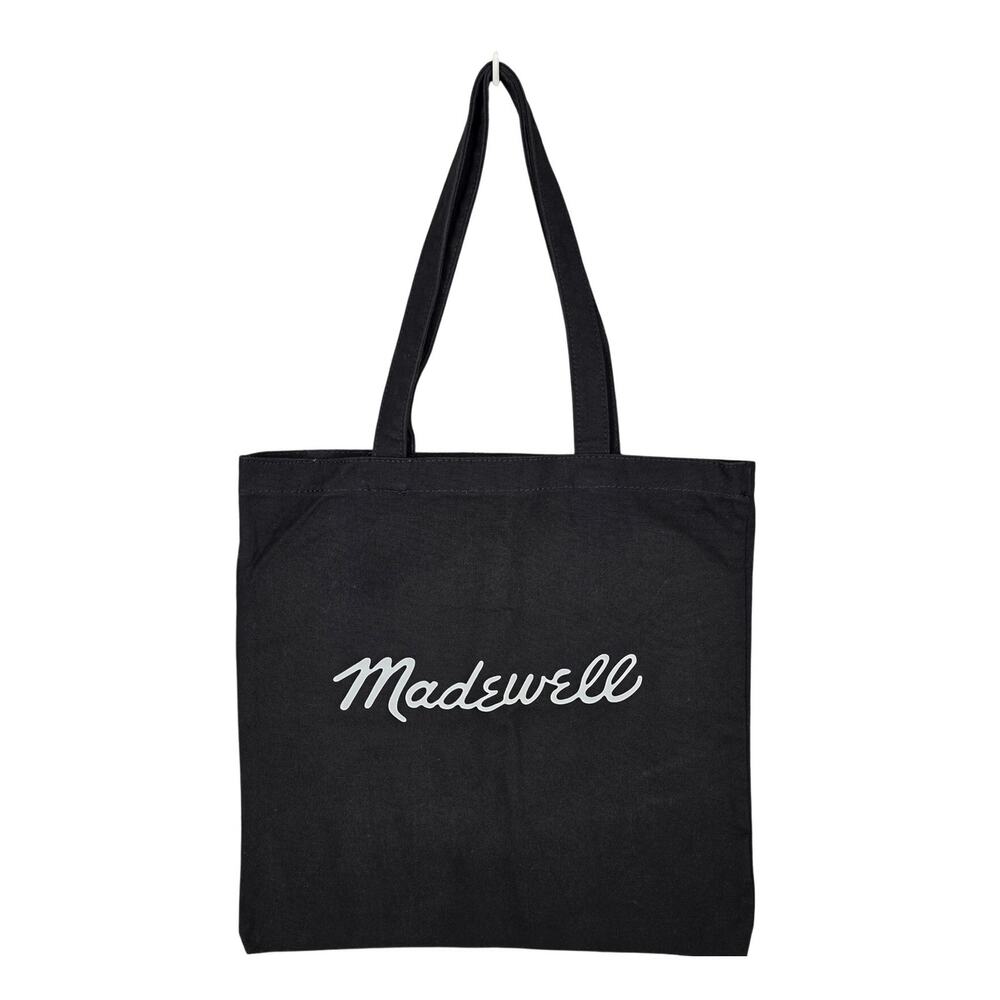 MADEWELL BLACK “BIEN FAIT” 100% COTTON CANVAS TOTE – MEDIUM – 15" x 14" – CLEAN